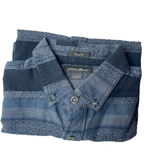 Eddie Bauer Men’s S Button Up Classic Fit Blue Short Sleeve Casual - Picture 1 of 6